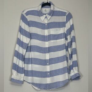 BLL New York Blue & White Striped Rayon Button Down Shirt Size S/P